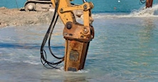 New Indeco Hydraulic Hammer in the water
